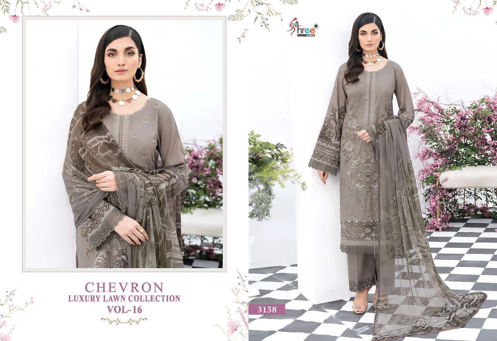 Shree Chevron Luxury Lawn Collection Vol 16 Pakistani Suits Catalog
